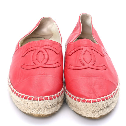 Chanel Lambskin CC Espadrilles 37  Red 3 of 8