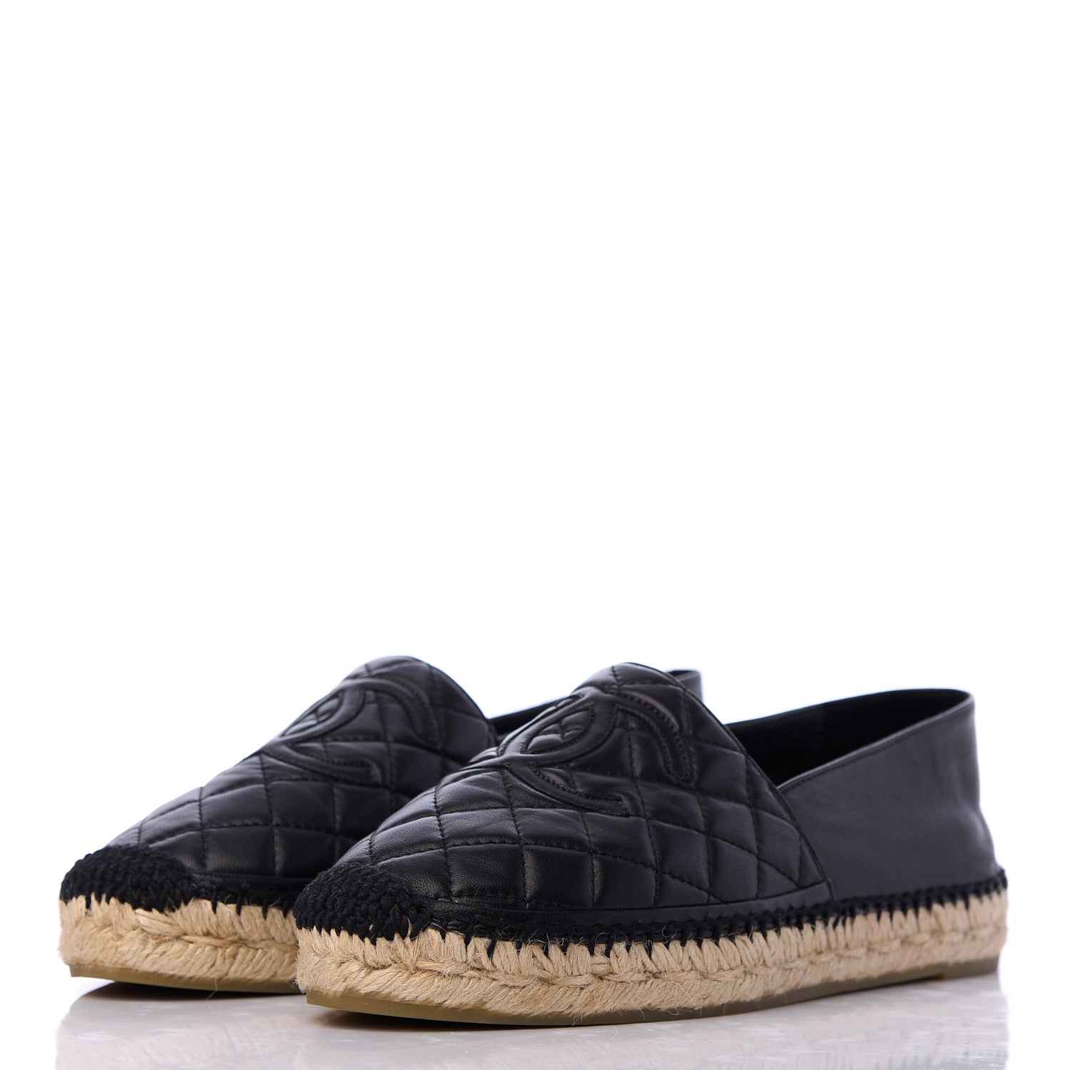 Chanel Lambskin Quilted CC Espadrilles 38 Black 3 of 17