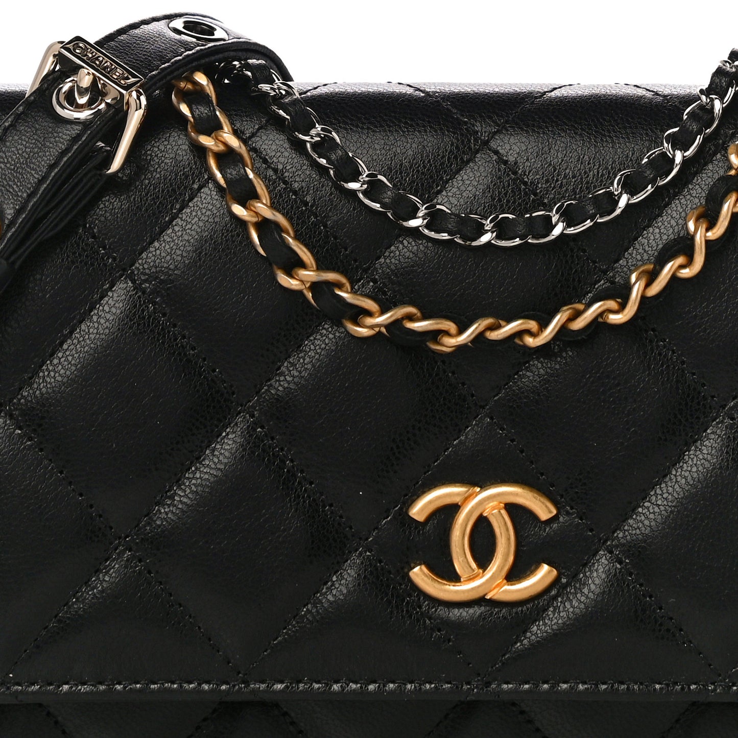 Goatskin Quilted Quilted Like A Wallet Wallet On Chain WOC Black