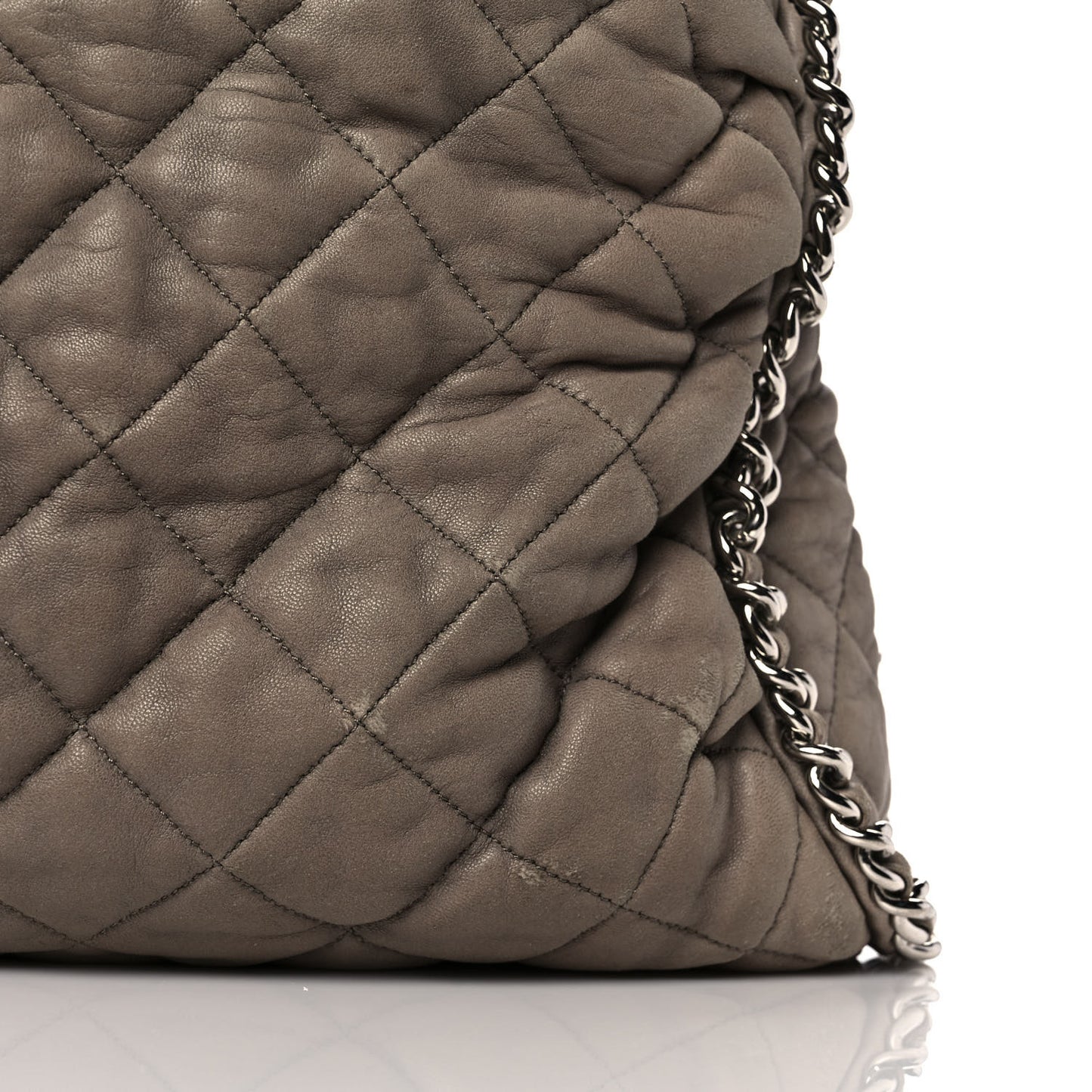 Washed Lambskin Chain Around Hobo Taupe