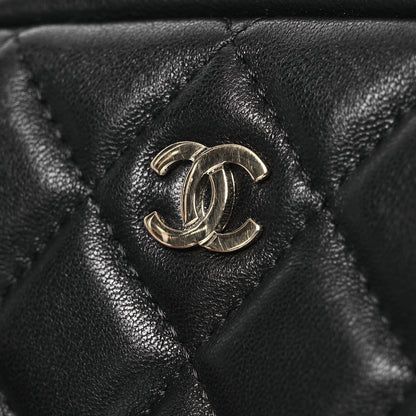 Chanel Lambskin Quilted Small Curvy Pouch Cosmetic Case Black 8 of 11