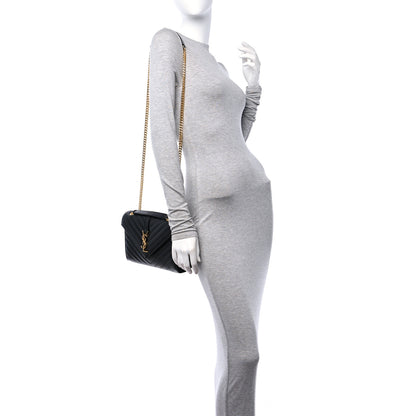 Saint Laurent Grain De Poudre Matelasse Chevron Medium Monogram Satchel Black 2 of 11