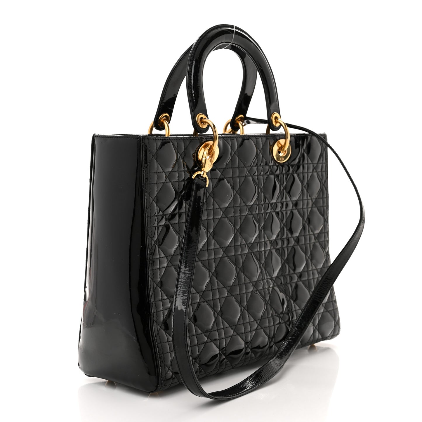 Patent Cannage Large Lady Dior Black