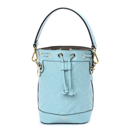 Fendi Vitello Liberty F is  FF 1974 Embossed Mini Mon Tresor Bucket Bag  Light Blue 1 of 7