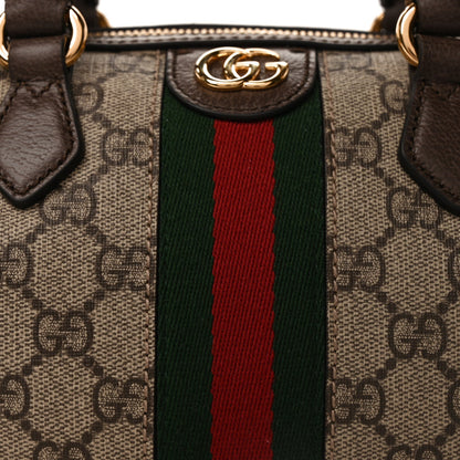 Gucci GG Supreme Monogram Textured Dollar Calfskin Web Mini Ophidia Top Handle Bag Beige Ebony New Acero 7 of 9