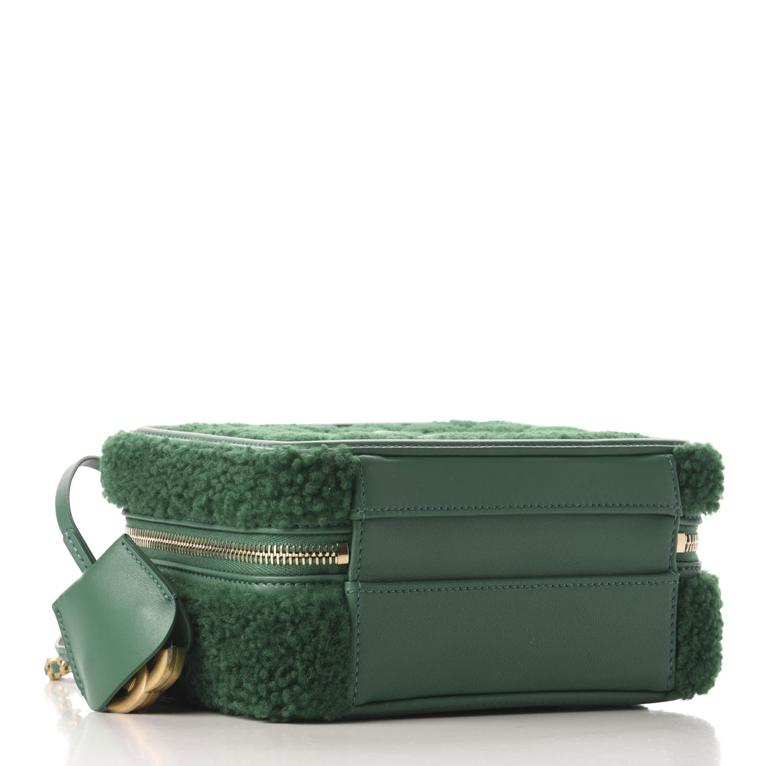 Chanel Lambskin Shearling Quilted Small CC Filigree Vanity Case Green 4 of 11
