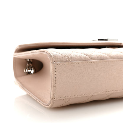 Saint Laurent Grain De Poudre Textured Mixed Matelasse Medium Triquilt Monogram Satchel Marble Pink 8 of 9