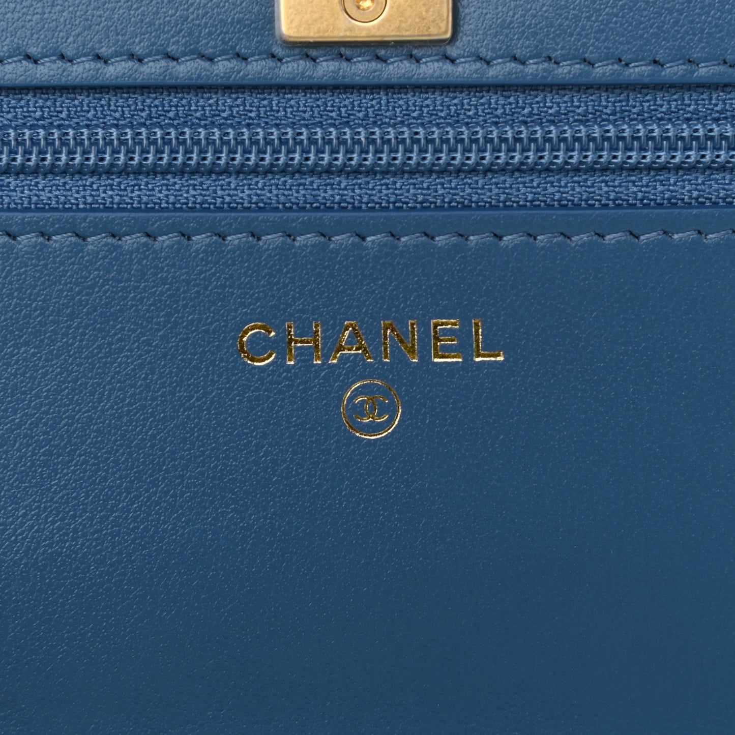 Denim Quilted CC Pearl Crush Wallet On Chain WOC Blue