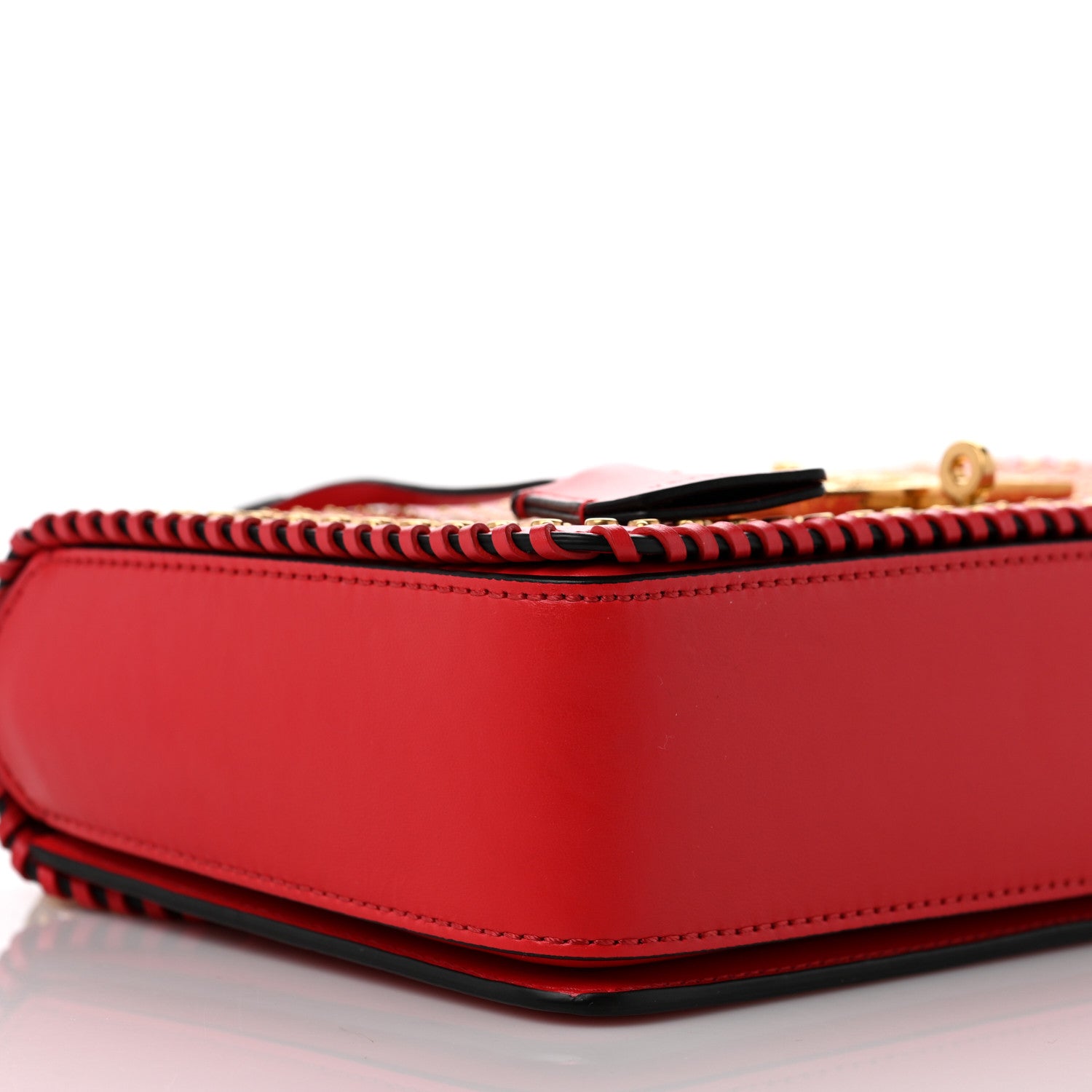 Versace Nappa Whipstitch Icon Western Chain Shoulder Bag Red 7 of 9