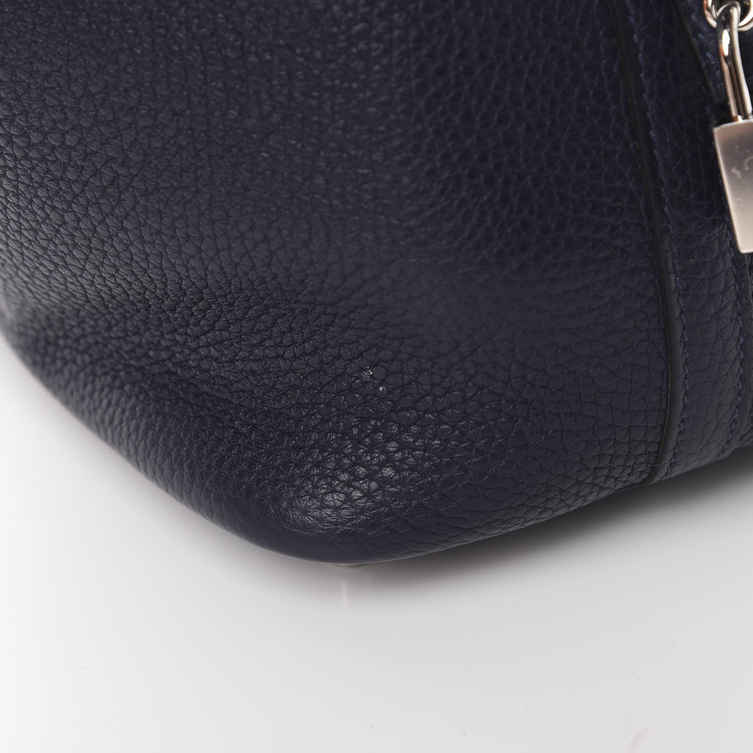 Hermes Taurillon Clemence Swift Eclat Picotin Lock 18 PM Bleu Nuit Rose Pourpre 10 of 12