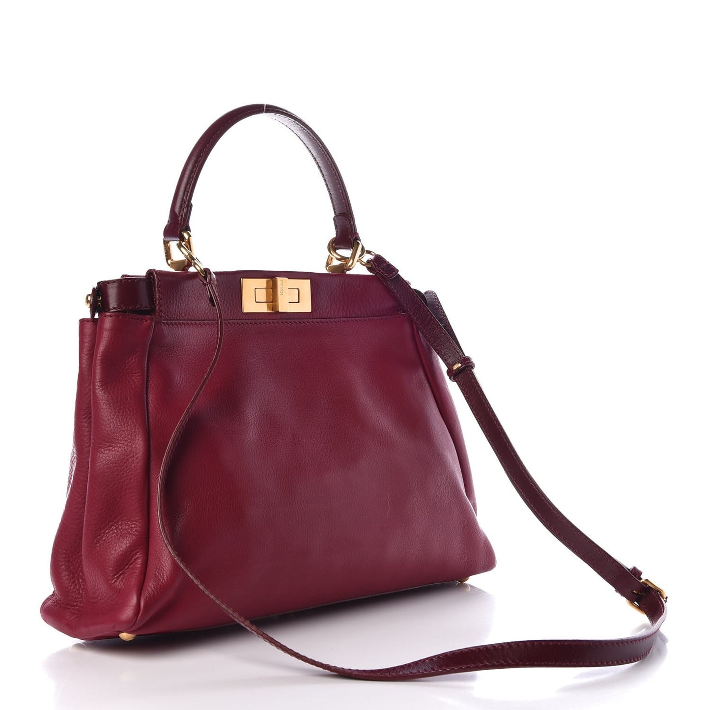 Vitello Saddle Medium Peekaboo Iconic Satchel Melograno Ciliegia