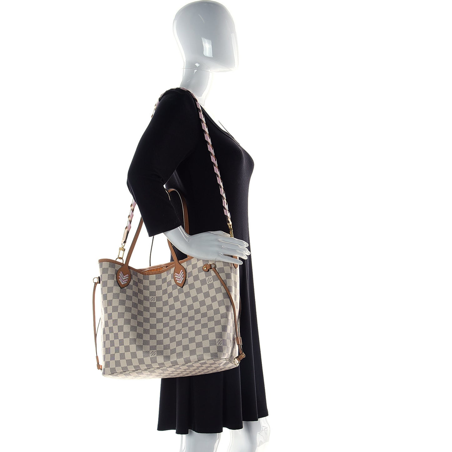 Damier Azur Braided Neverfull MM Orange