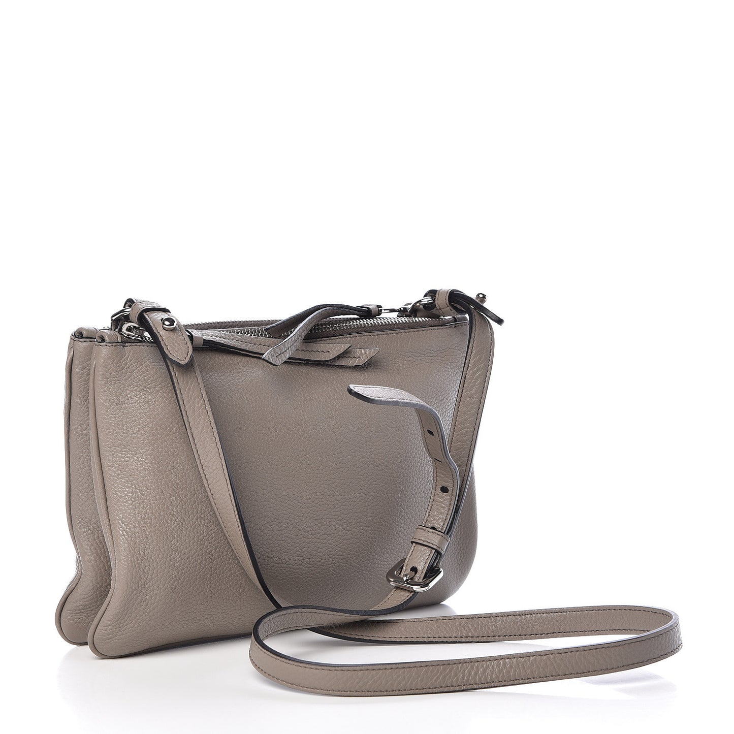 Vitello Phenix Double Zip Crossbody Bag Argilla