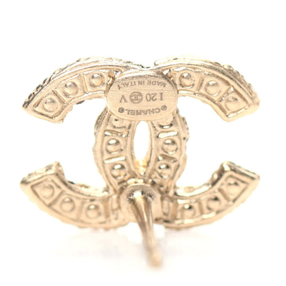 Chanel Pearl Crystal CC Stud Earrings Gold 4 of 5