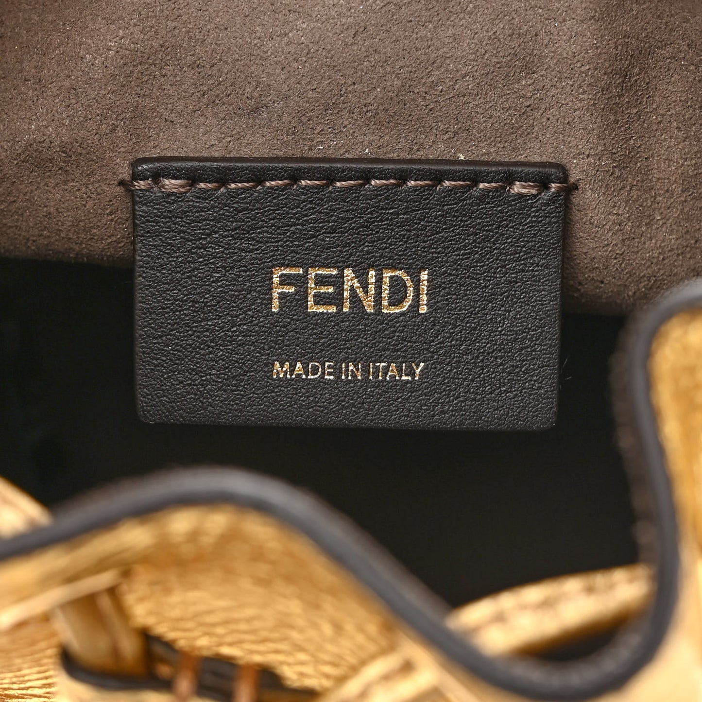 Karung Crystal F is Fendi Mini Mon Tresor Bucket Bag Gold
