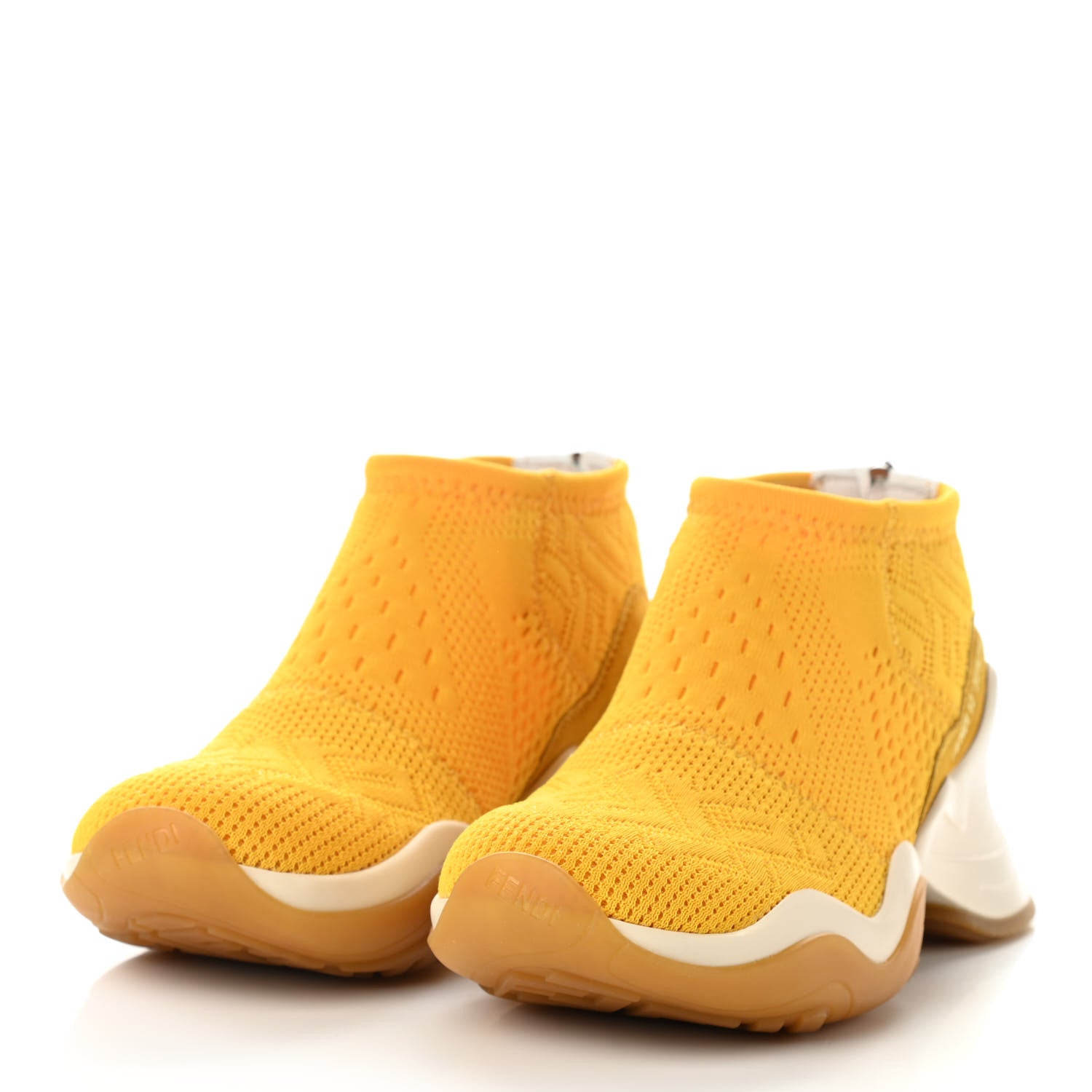 Fendi Technical 3D Mesh Womens FFluid Zip Up Sneakers 36 Reggae Corn White 3 of 10