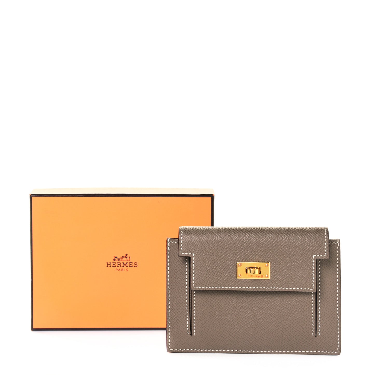 Epsom Kelly Pocket Compact Wallet Etoupe