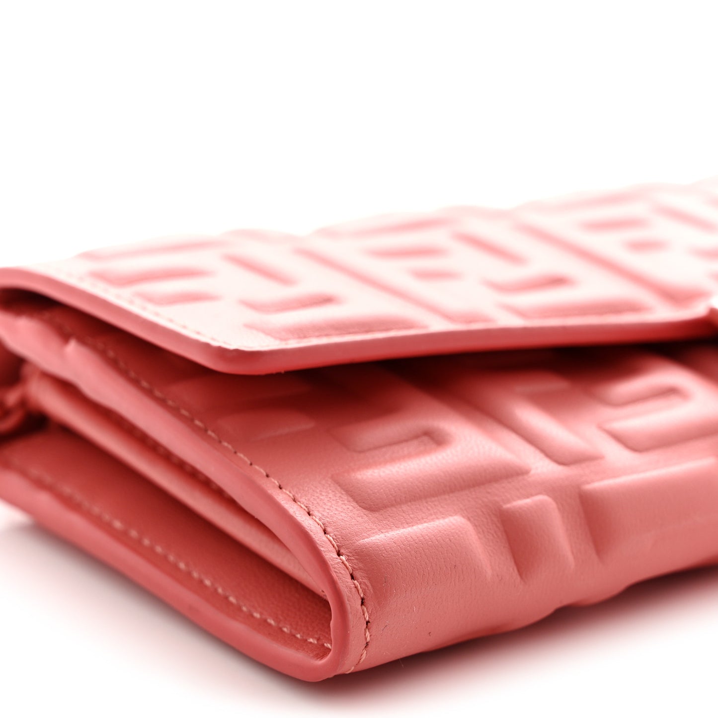 Nappa FF Embossed Continental Wallet On Chain Pink