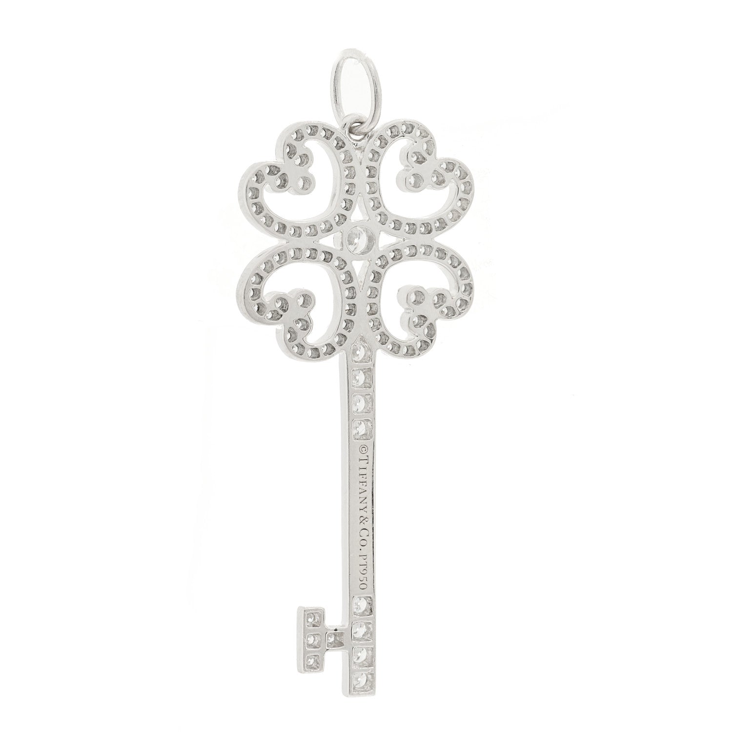 Tiffany Platinum Diamond Enchant Quatra Heart Key Pendant 3 of 5