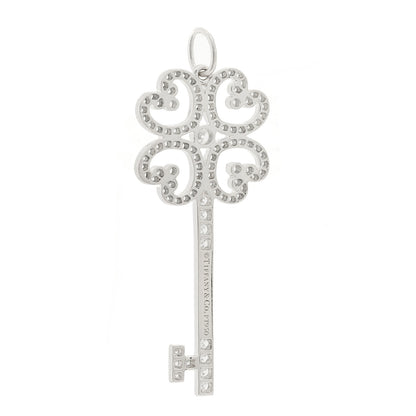 Tiffany Platinum Diamond Enchant Quatra Heart Key Pendant 3 of 5