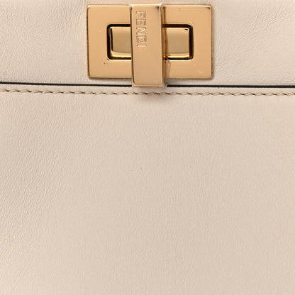 Fendi Vitello Seta Suede FF Mini Peekaboo Iconic Satchel Uovo Sigaro Marrone 8 of 11
