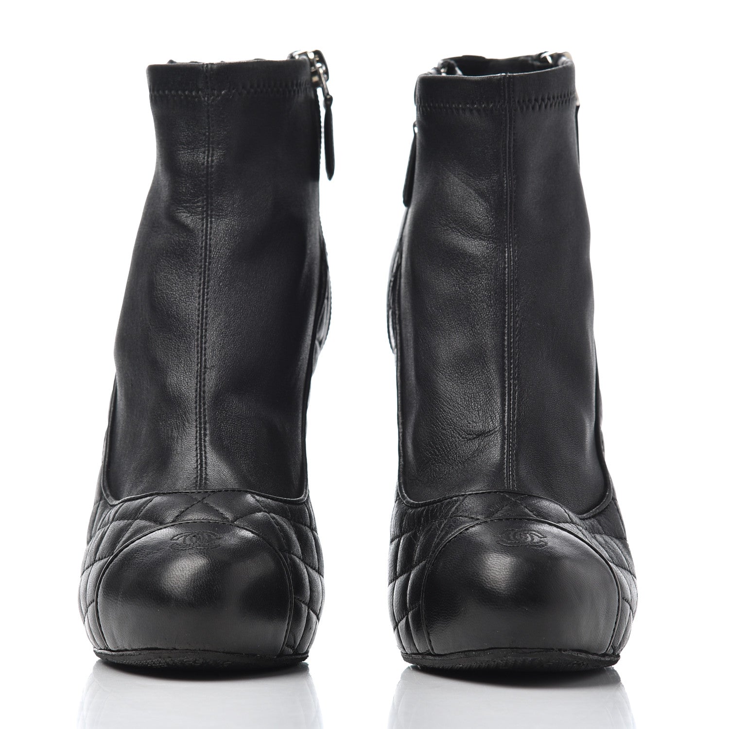 Chanel Lambskin Quilted CC Booties 37 Black 2 of 17