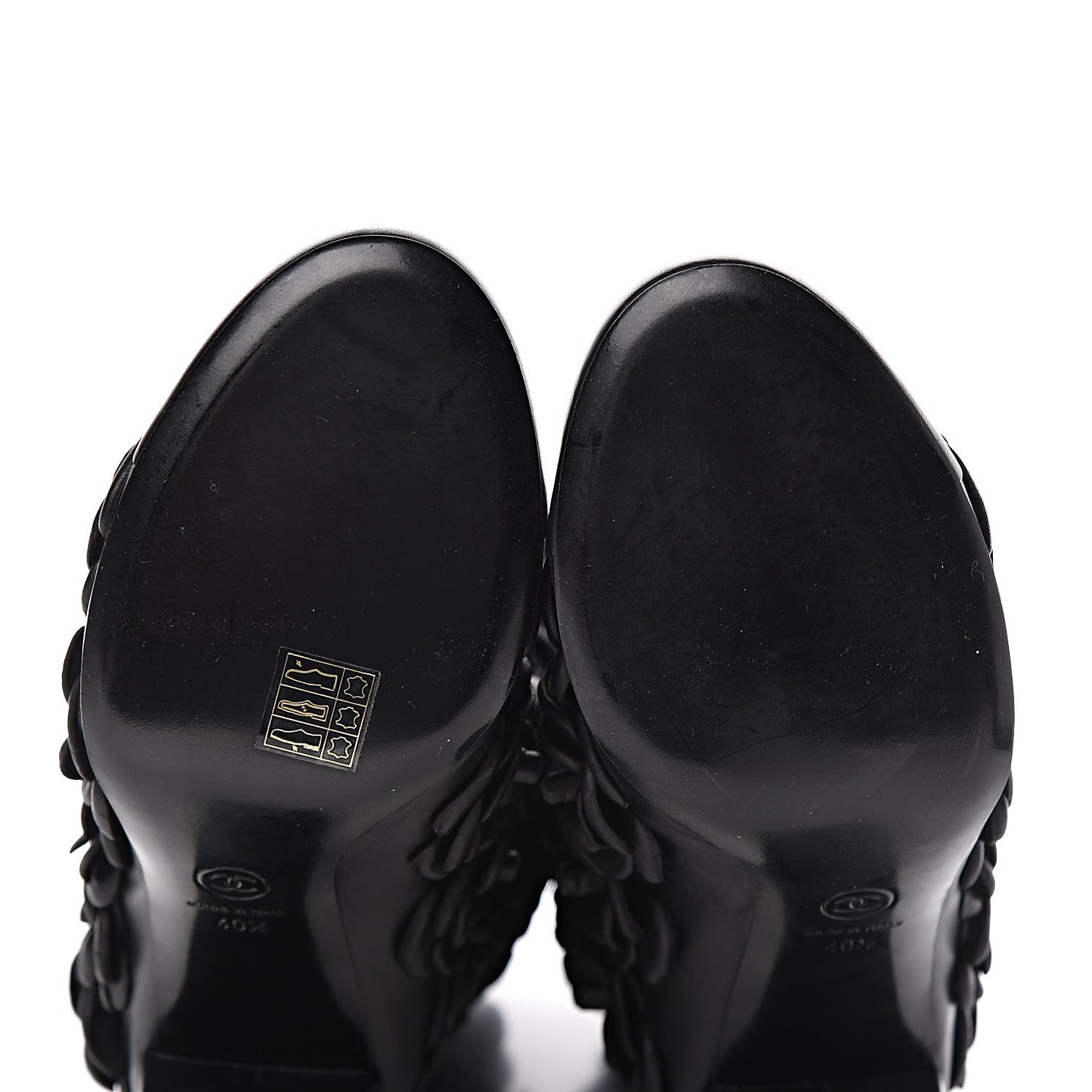 Calfskin Camellia Boots 40.5 Black