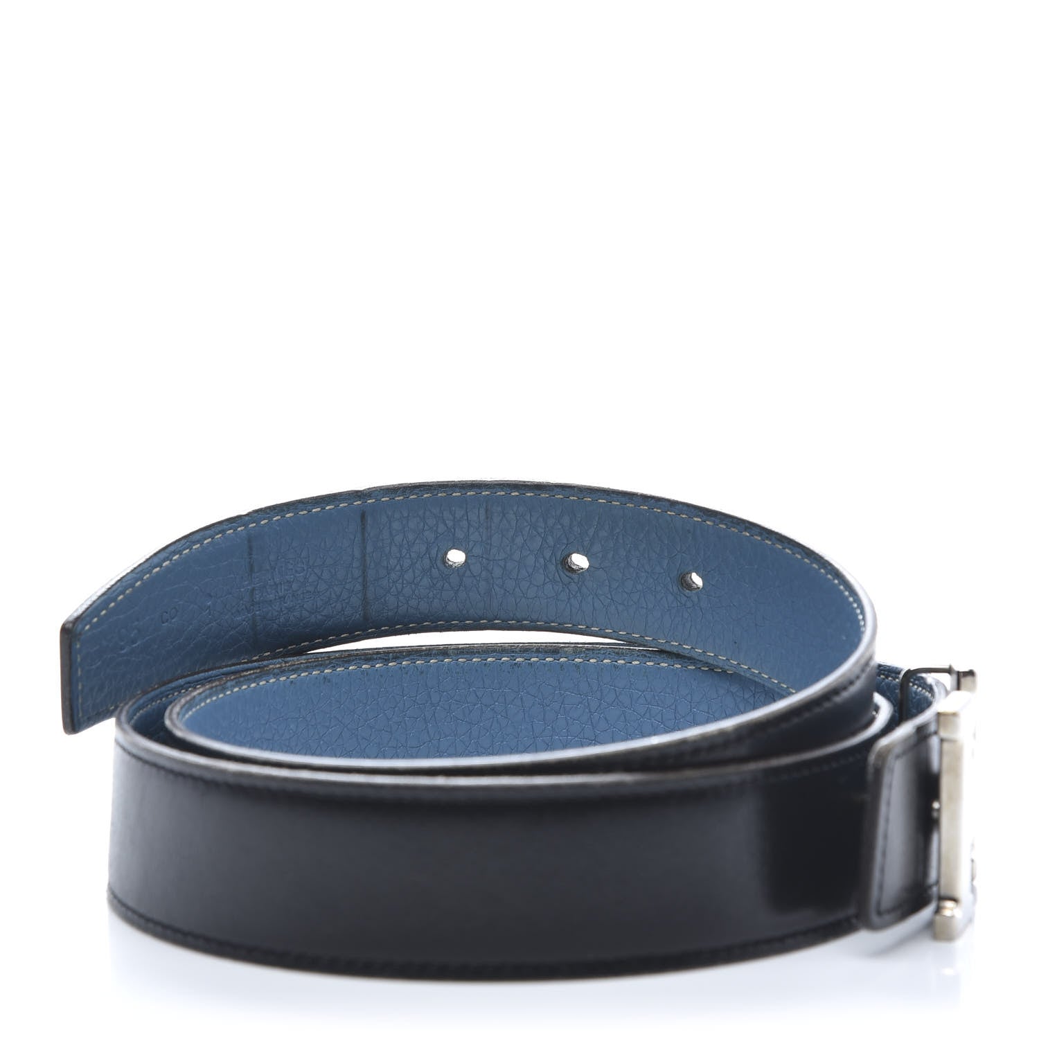 Hermes Box Togo 32mm H Belt 95 Black Blue Jean 4 of 5
