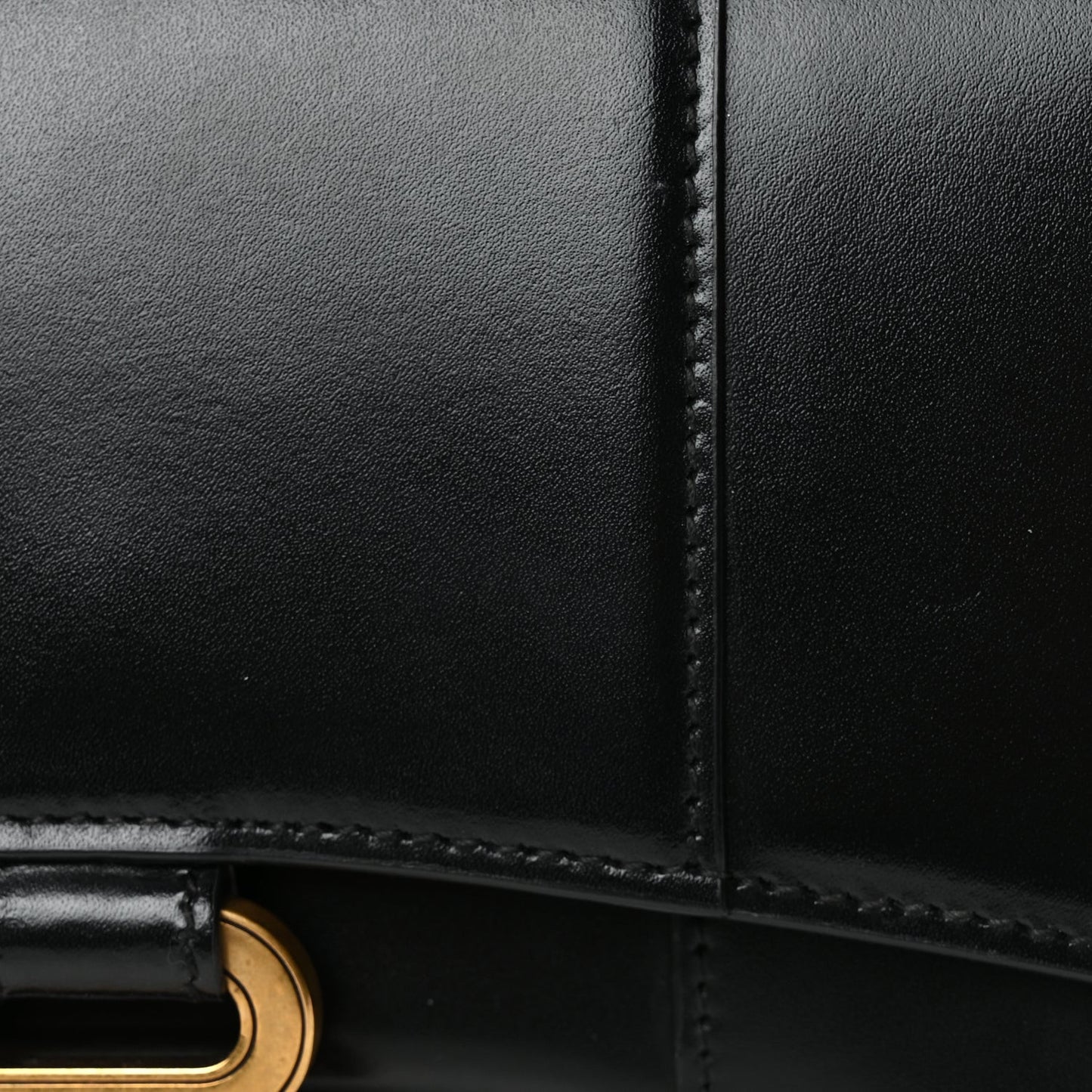 Shiny Box Calfskin Hourglass Chain Bag Black