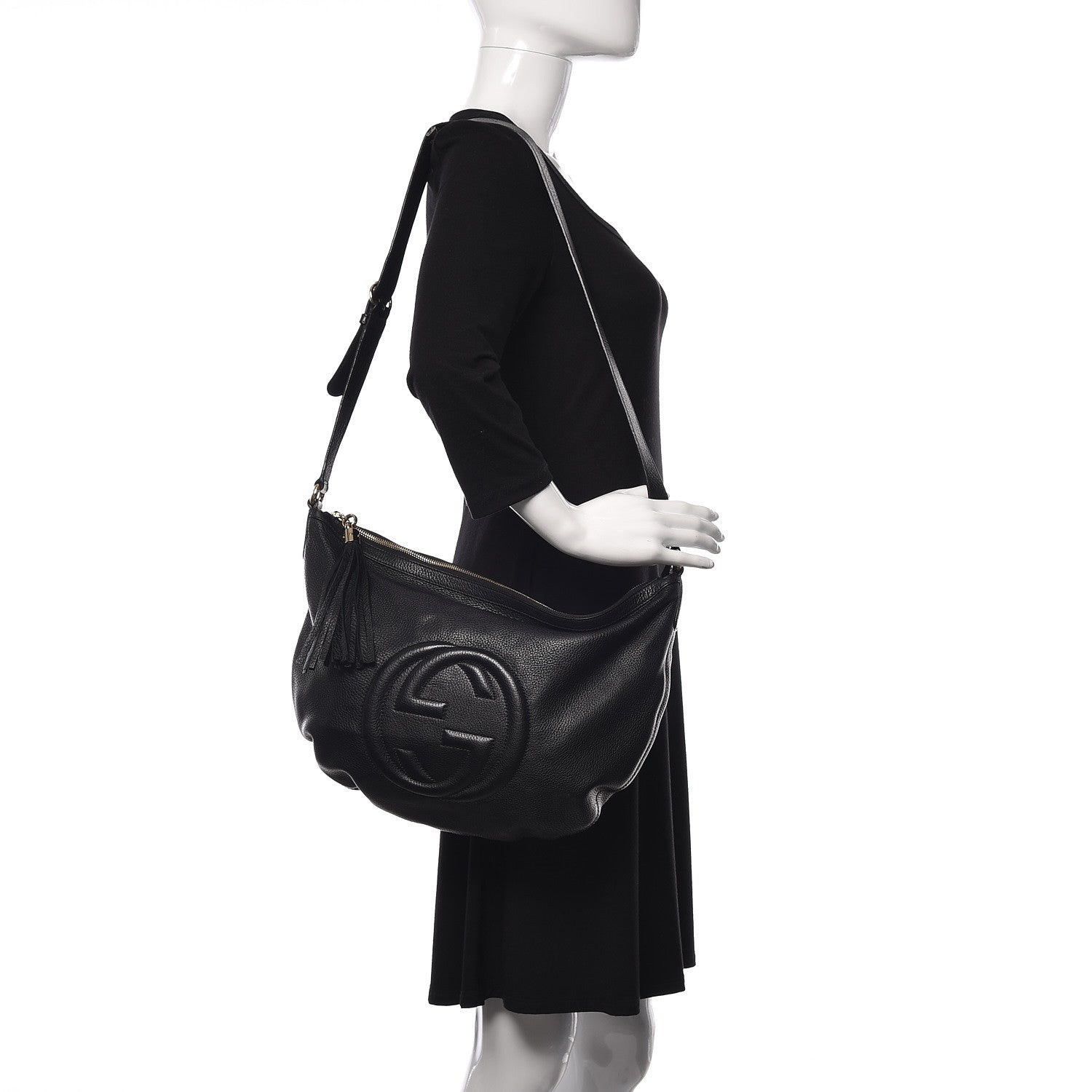 Gucci Pebbled Calfskin Medium Soho Hobo Black 2 of 15