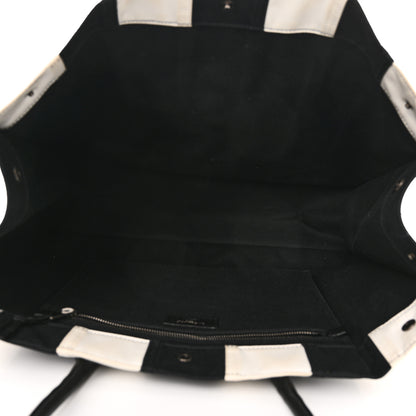 Saint Laurent Canvas Noe Striped Tote Black White 5 of 9