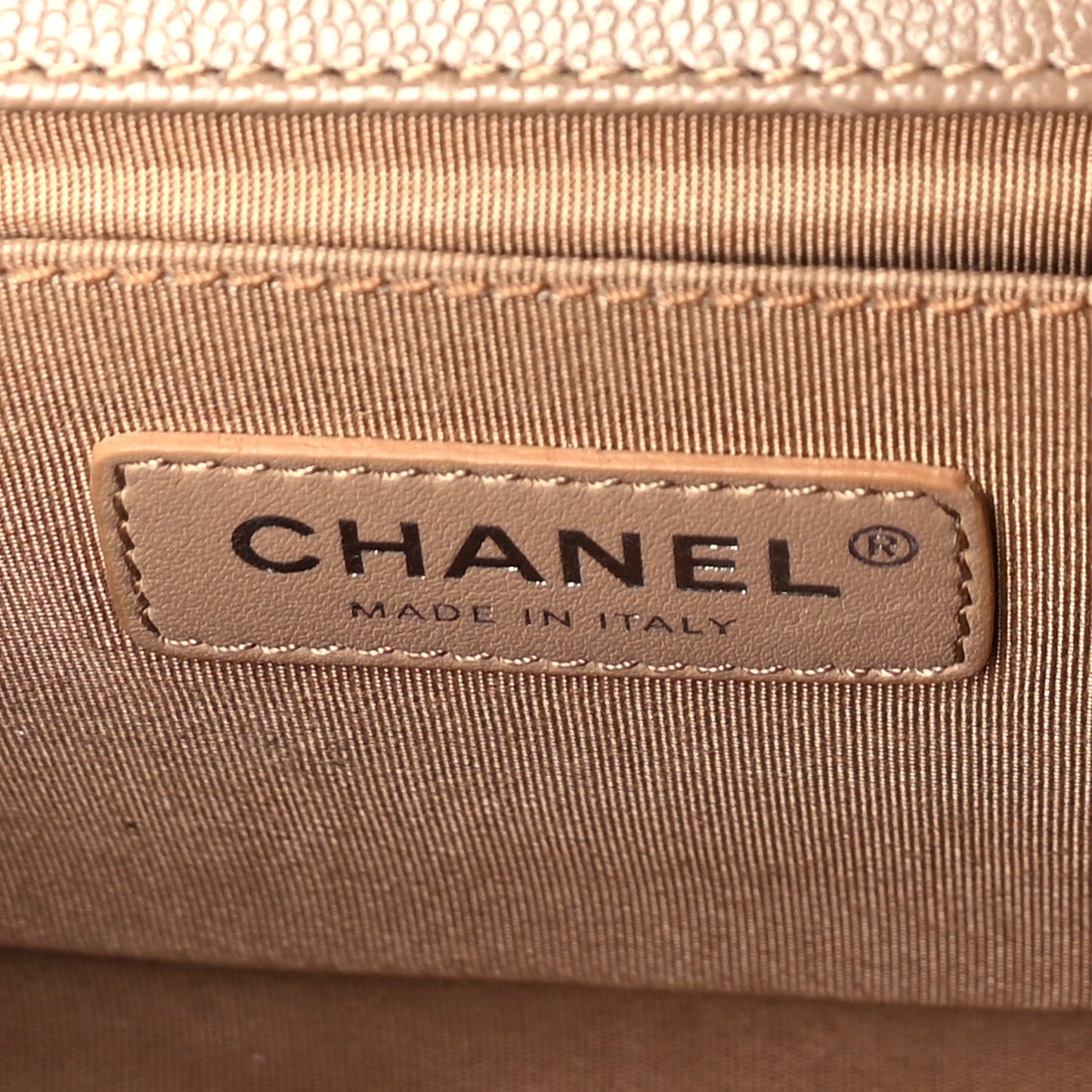 Caviar Chevron Quilted Medium Boy Flap Light Brown