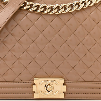 Chanel Iridescent Patent Calfskin New Medium Boy Flap Beige 8 of 10