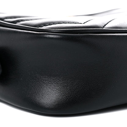 Gucci Calfskin Matelasse Mini GG Marmont Chain Shoulder Bag Black 6 of 17