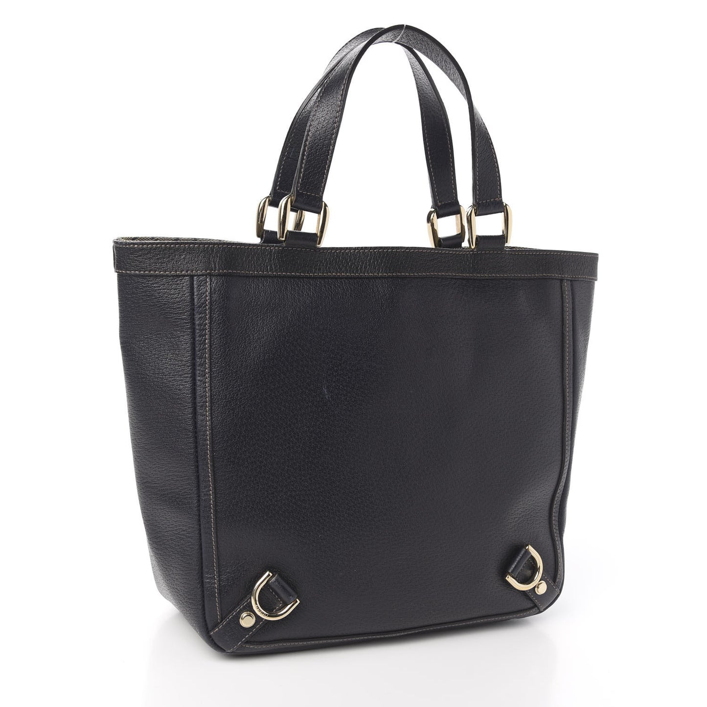 Calfskin Monogram Small Gold D Ring Tote Black