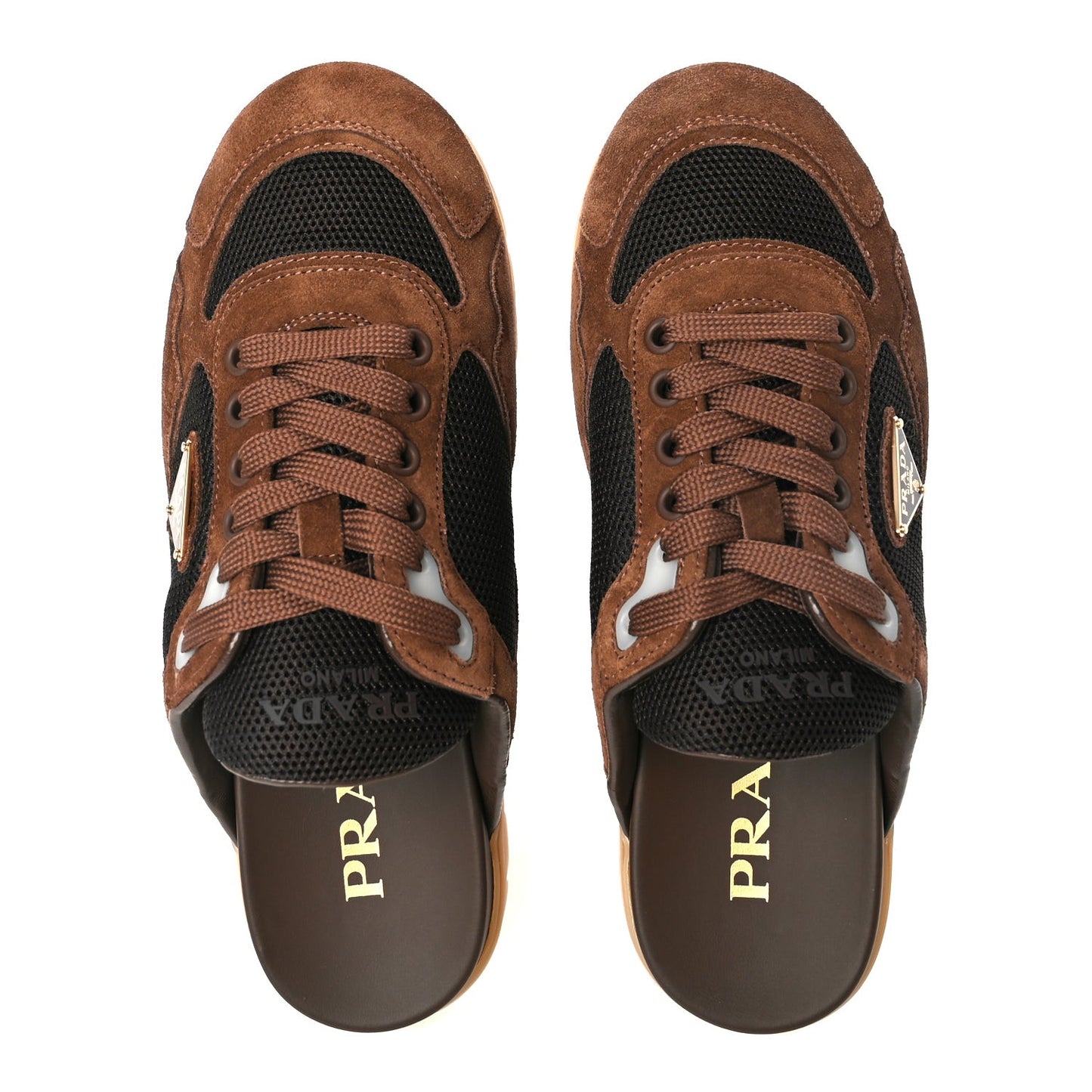 Rete Scamosciato Triangle Logo Trail Mules 36 Cacao