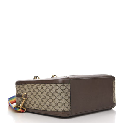 Gucci GG Supreme Monogram Rainbow Strap Briefcase Brown 3 of 9