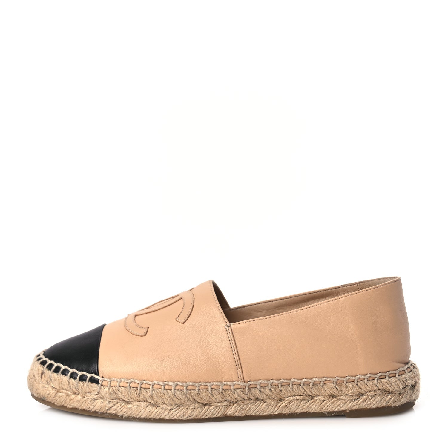 Chanel Lambskin CC Espadrilles 37 Beige Black 1 of 10