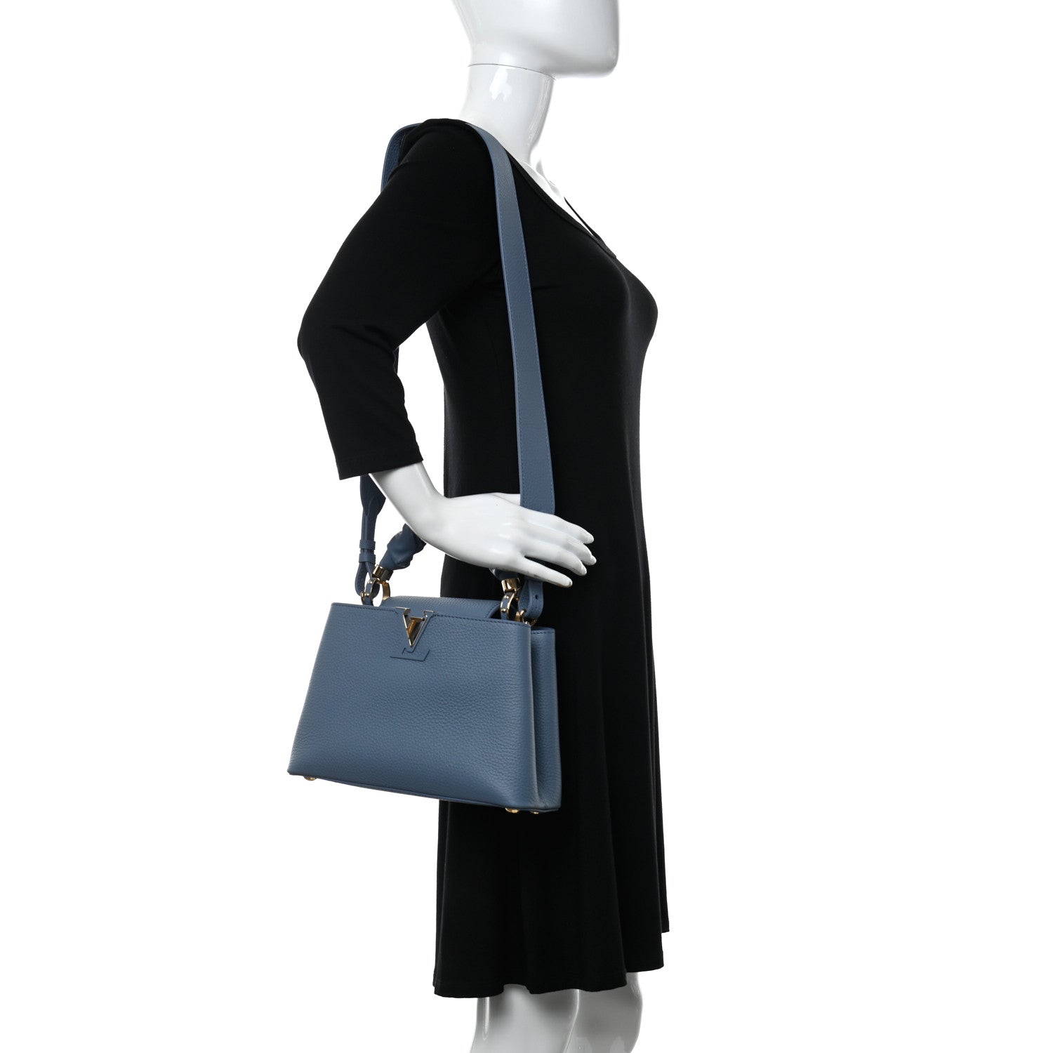 Louis Vuitton Taurillon Scrunchie Capucines BB Blue 2 of 10