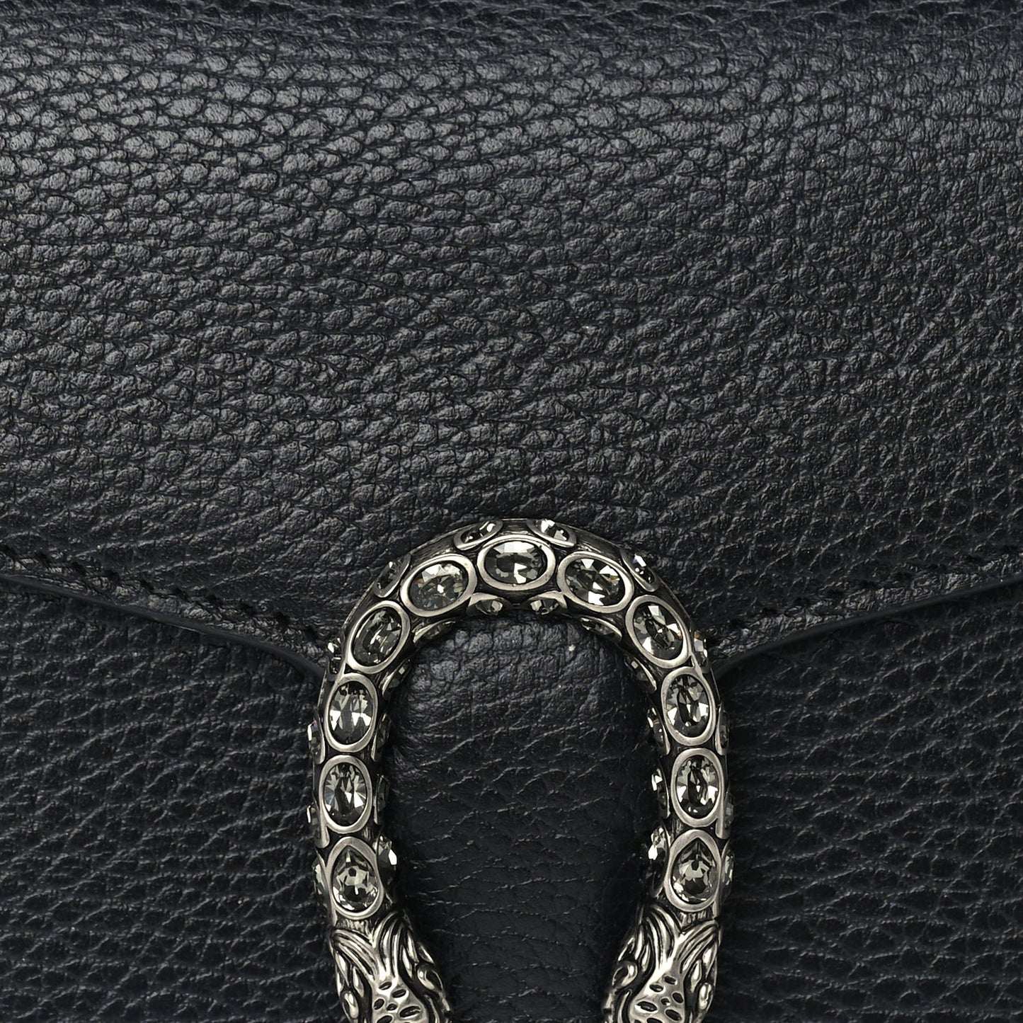 Dollar Calfskin Crystal Mini Dionysus Chain Wallet  Black