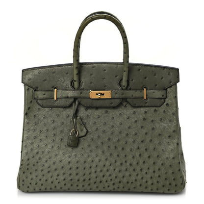 Hermes Ostrich Birkin 35 Vert Olive 1 of 9