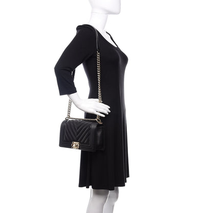 Chanel Lambskin Chevron Quilted Medium Boy Flap Black 2 of 12