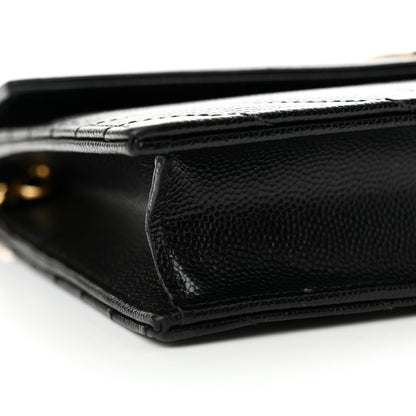 Saint Laurent Grain De Poudre Matelasse Chevron Monogram Envelope Chain Wallet Black 9 of 12