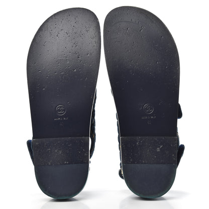 Chanel Denim Velcro Dad Sandals 41 Navy Blue 5 of 10
