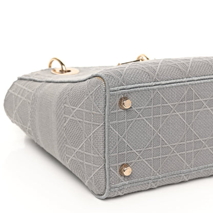 Christian Dior Canvas Embroidered Cannage Lady D-Lite Gray 7 of 8