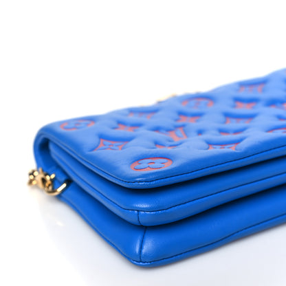 Louis Vuitton LOUIS VUITTON Lambskin Embossed Monogram Vuittamins Pochette Coussin Blue Red 7 of 8