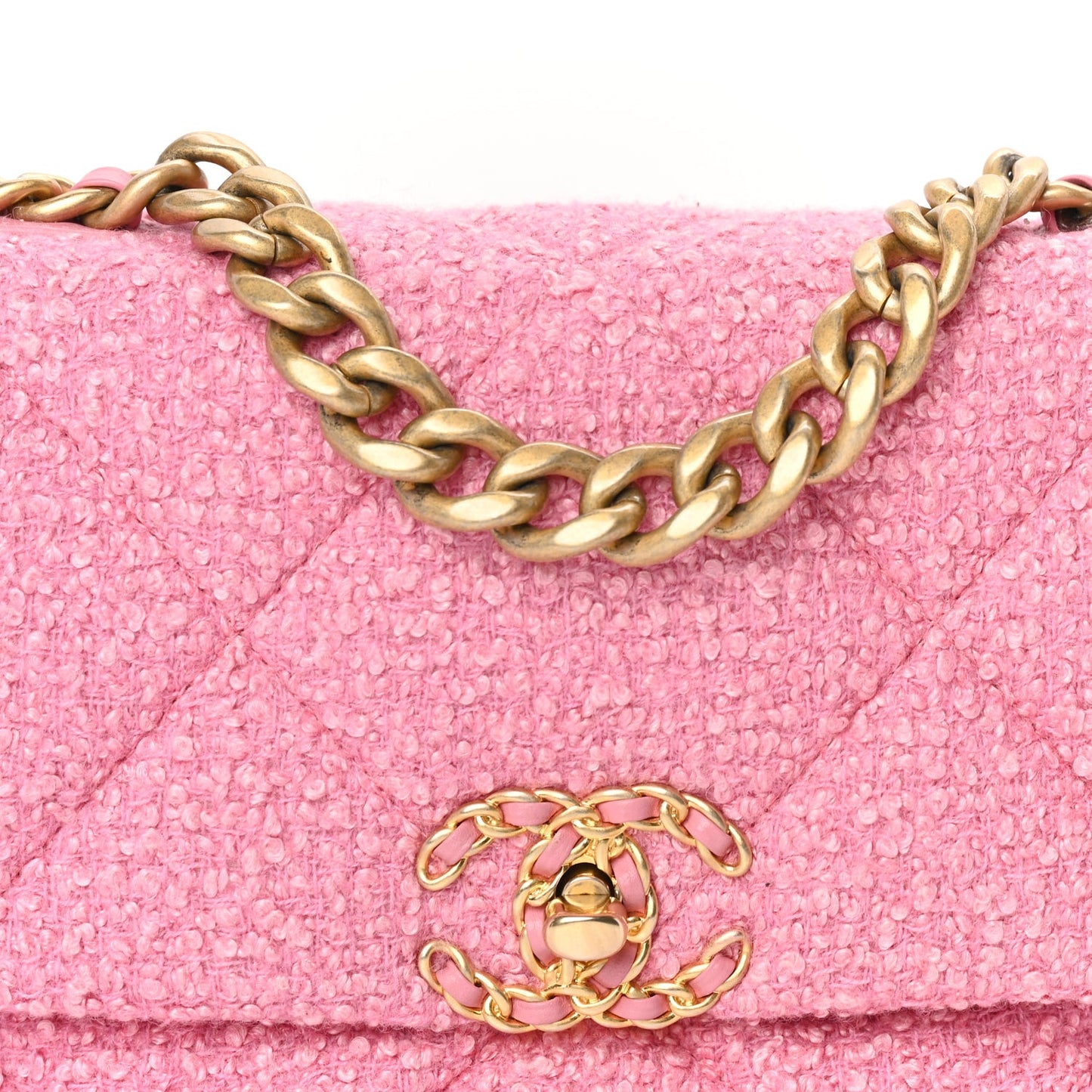 Tweed Quilted Medium  19 Flap Pink