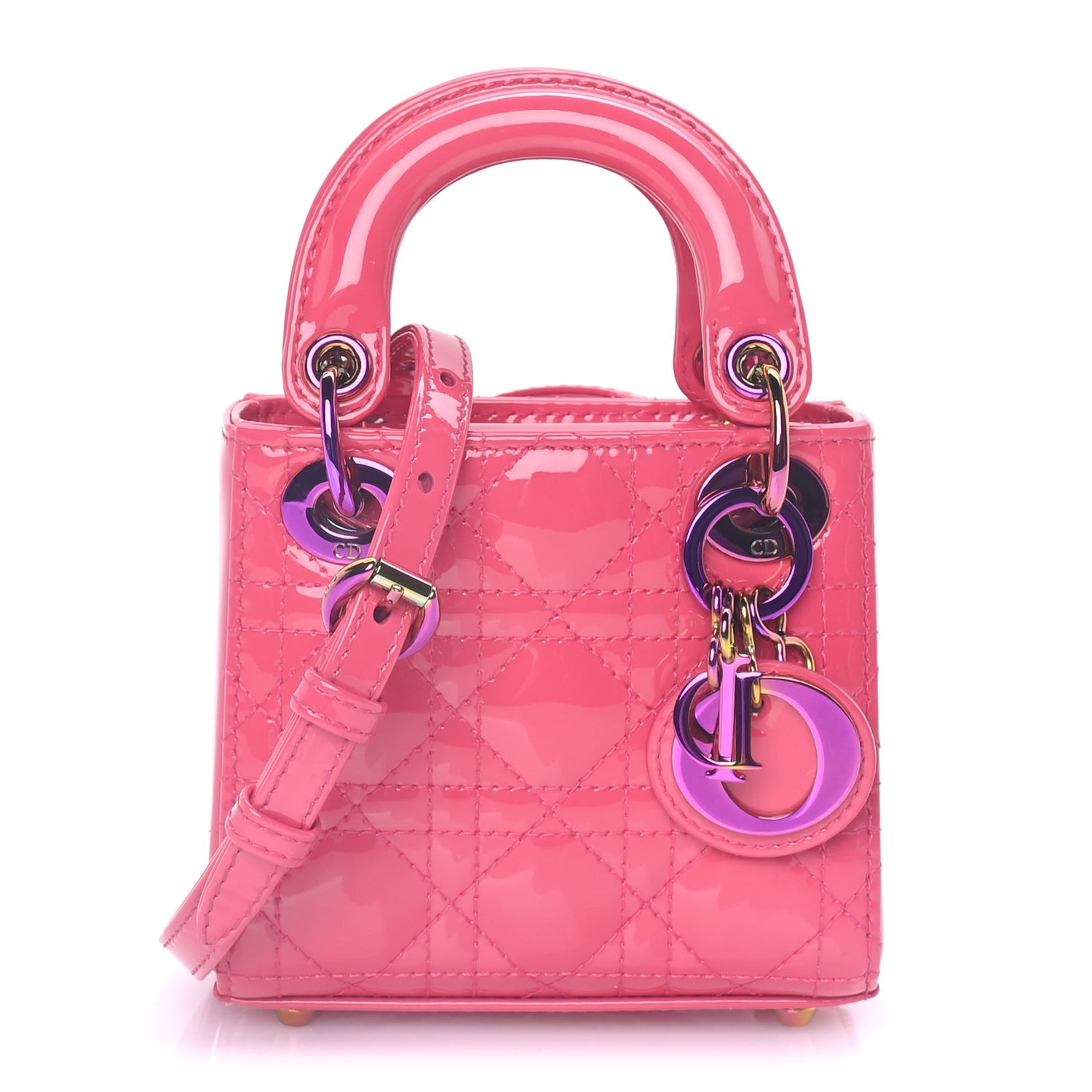 Christian Dior Patent Cannage Micro Lady Dior  Pink 1 of 7