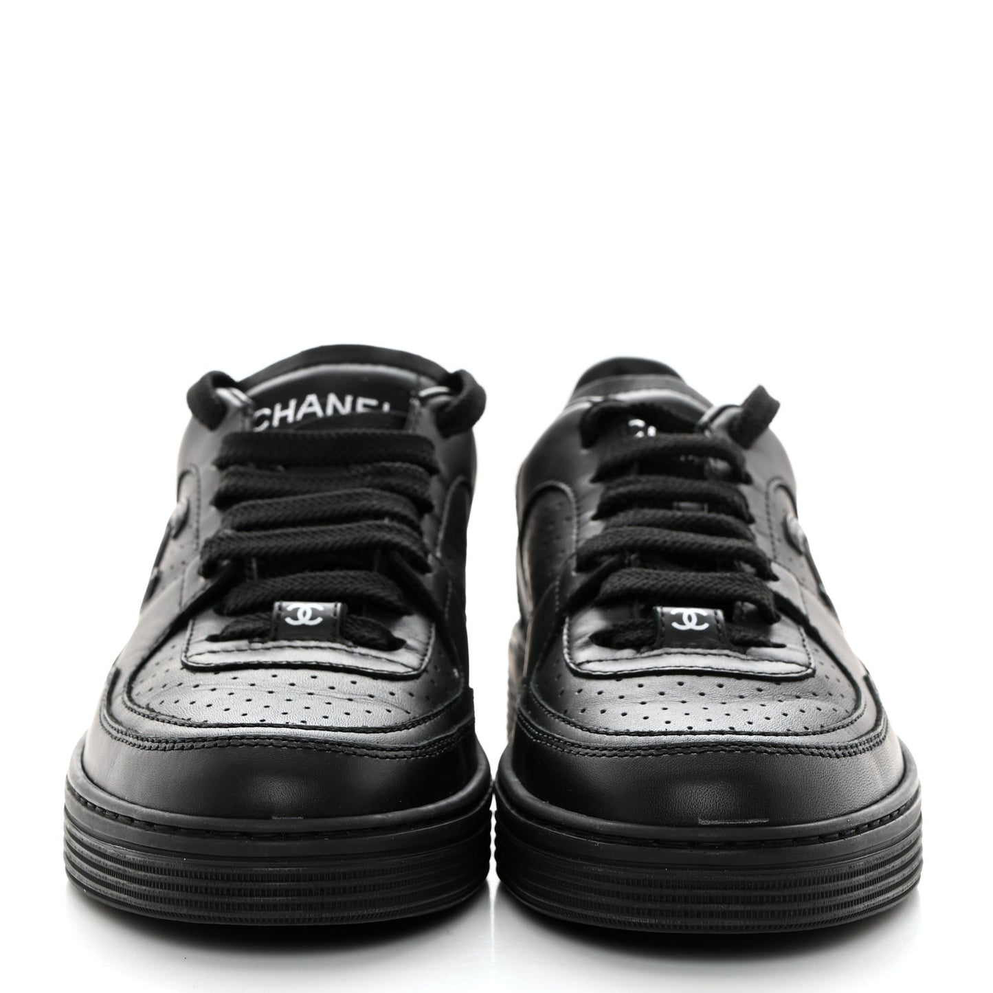 Calfskin CC Womens Sneakers 35 Black