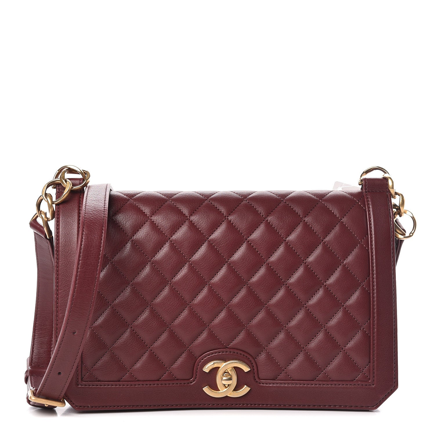 Chanel Calfskin Quilted Large Flap Bag Burgundy 1 of 11